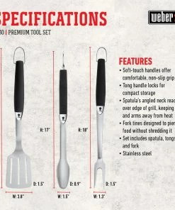 Weber Grilling Tools & Utensils 3-Pack Stainless Steel Tool Set -Weber Online Store 09170638
