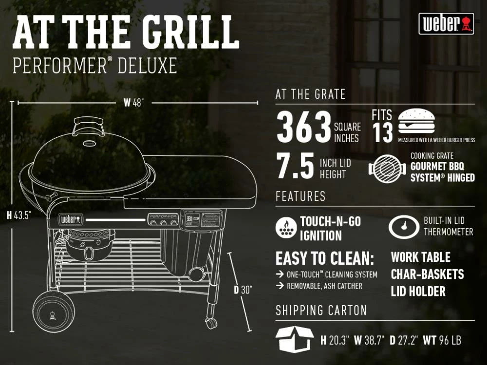 Weber Charcoal Grills Performer Deluxe 22-in W Green Kettle Charcoal Grill 5 Weber Charcoal Grills Performer Deluxe 22-in W Green Kettle Charcoal Grill - Image 5