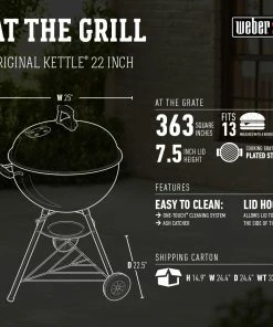 Weber Charcoal Grills Original Kettle 22-in W Black Kettle Charcoal Grill 24 Weber Charcoal Grills Original Kettle 22-in W Black Kettle Charcoal Grill -Weber Online Store 10021348