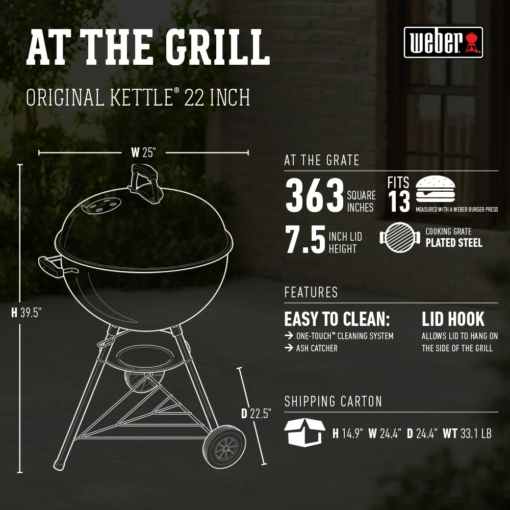 Weber Charcoal Grills Original Kettle 22-in W Black Kettle Charcoal Grill 12 Weber Charcoal Grills Original Kettle 22-in W Black Kettle Charcoal Grill - Image 12