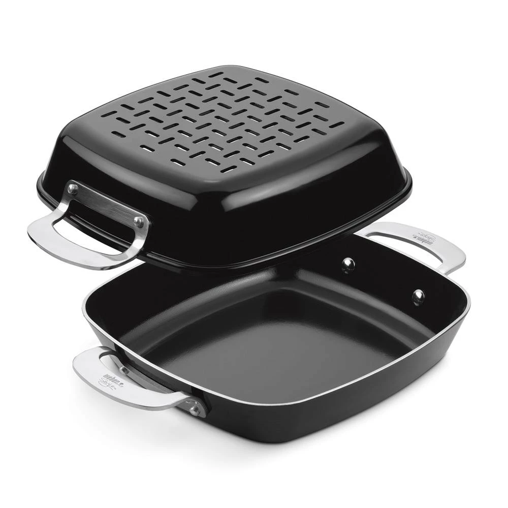 Weber Grill Cookware Ceramic Non-Stick Grill Pan Set 1 Weber Grill Cookware Ceramic Non-Stick Grill Pan Set