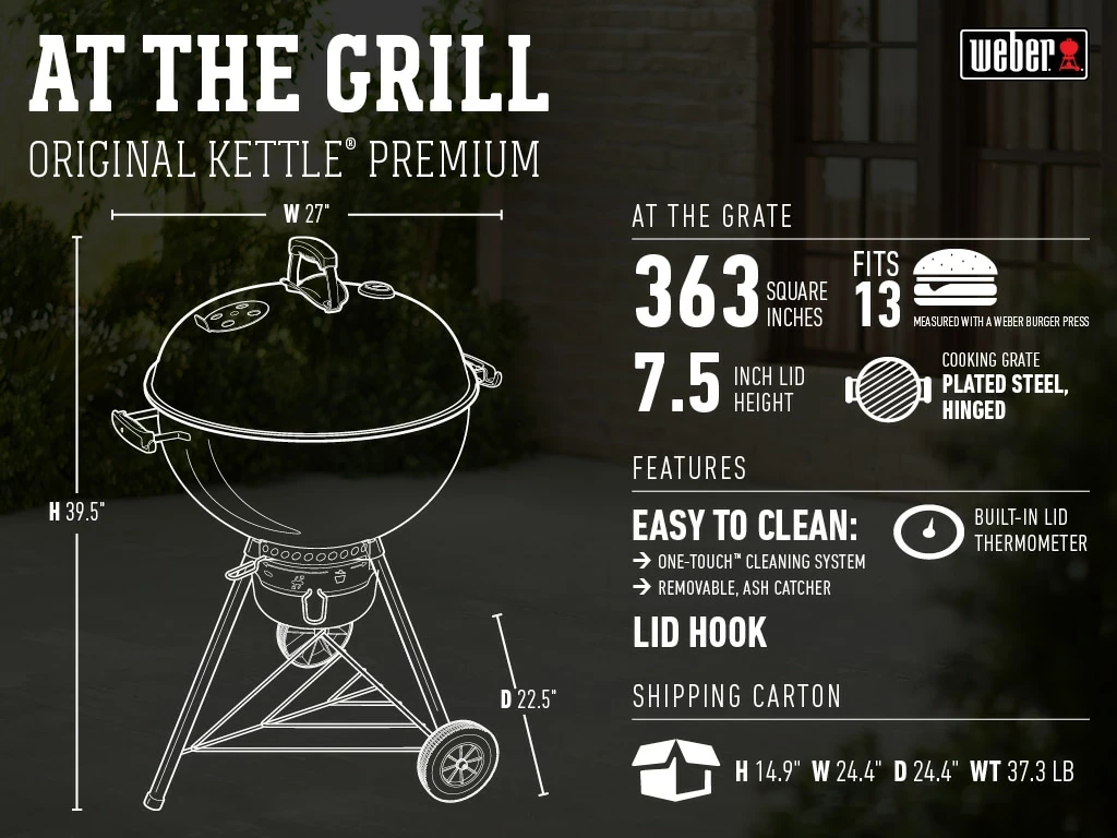Weber Charcoal Grills Original Kettle Premium 22-in W Black Kettle Charcoal Grill 6 Weber Charcoal Grills Original Kettle Premium 22-in W Black Kettle Charcoal Grill - Image 6
