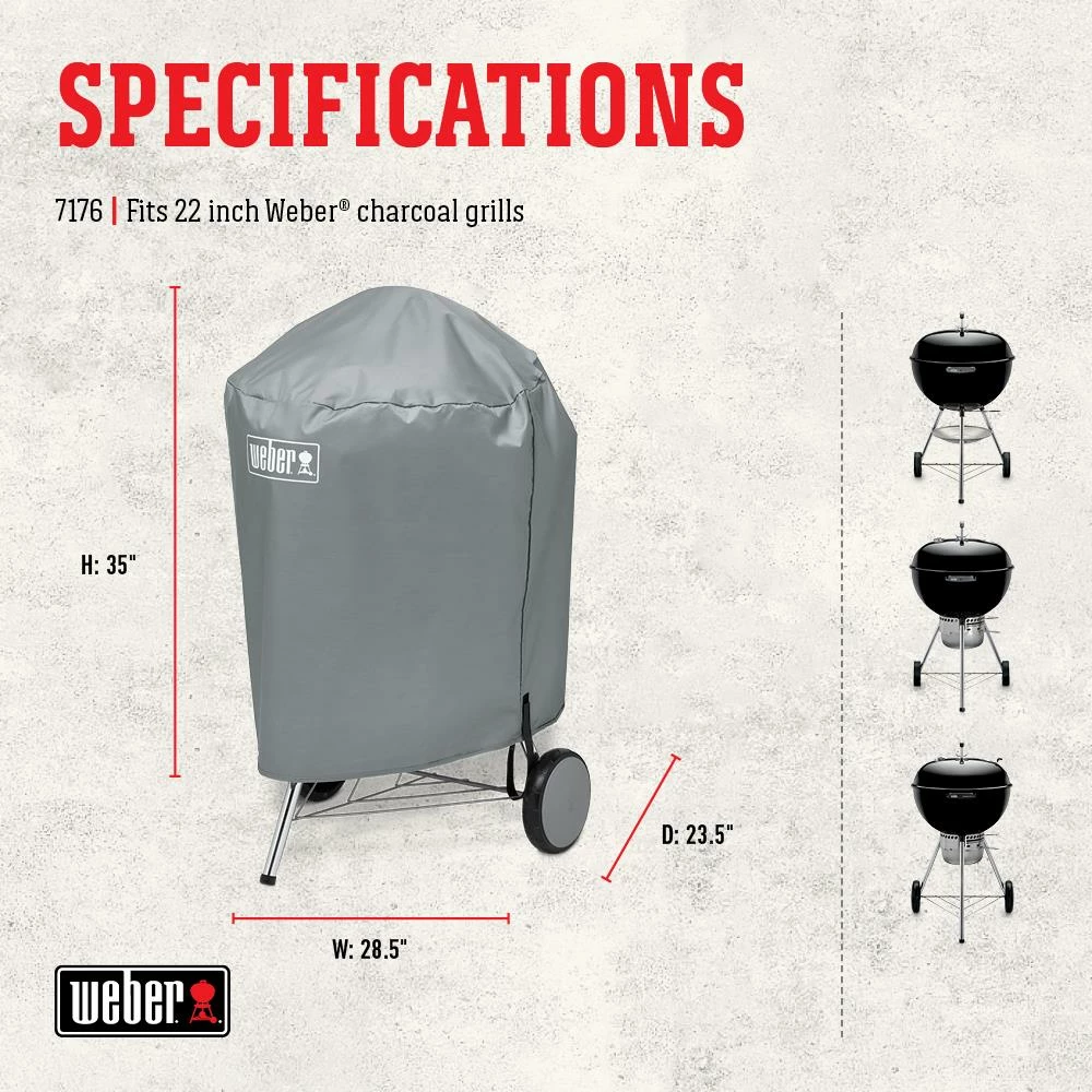 Weber Grill Covers 23.5-in W x 32.5-in H Blue Charcoal Kettle Grill Cover 3 Weber Grill Covers 23.5-in W x 32.5-in H Blue Charcoal Kettle Grill Cover - Image 3