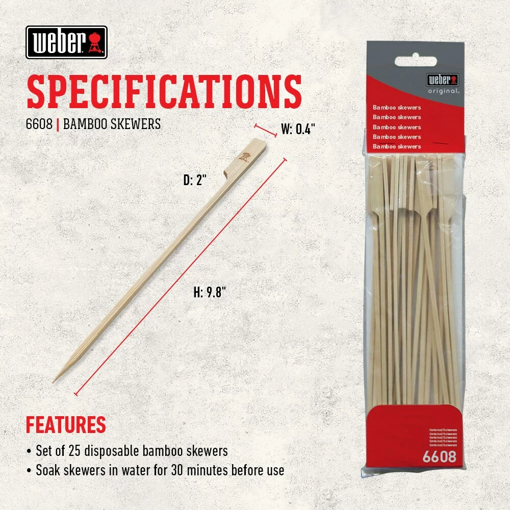 Weber Grilling Tools & Utensils 25-Pack Bamboo Skewer 6 Weber Grilling Tools & Utensils 25-Pack Bamboo Skewer - Image 6
