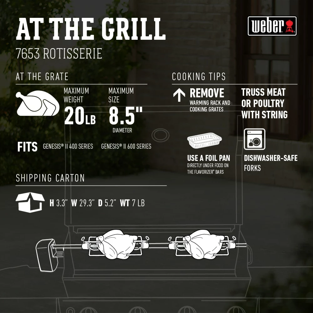 Weber Grill Rotisseries 55.7-in Stainless Steel Grill Rotisserie 7 Weber Grill Rotisseries 55.7-in Stainless Steel Grill Rotisserie - Image 7